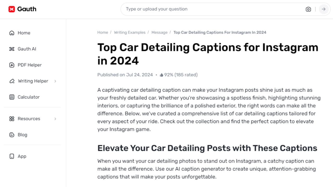 Turn Every Car Detail Into a Story: Captions by Gauth